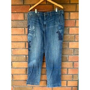 Lauren Jeans Co‎ Embroidered Jean Straight Leg LRL | Dark Wash | Size 16